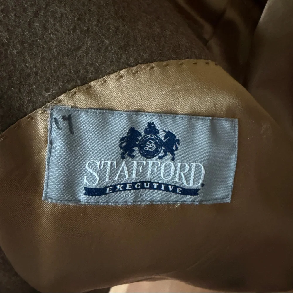 Stafford Executive Jacket Mens Brown 100% Camel Hair Two Buttons Blazer Size 42R